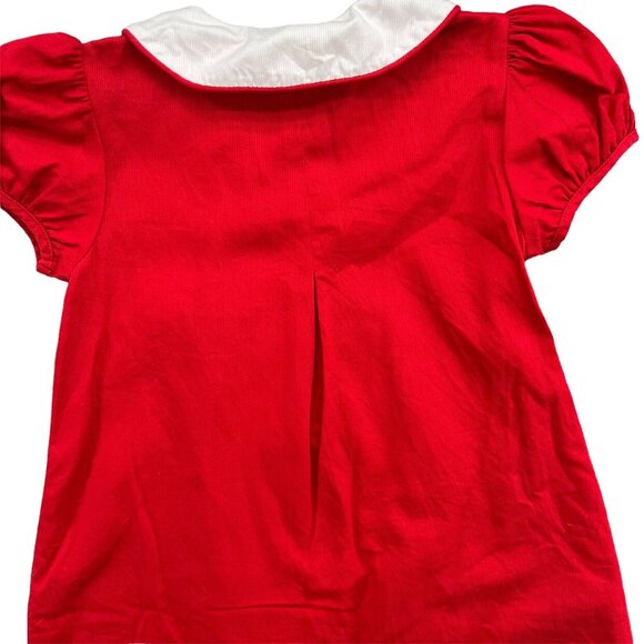 Pixie Lily Corduroy Dress Girls Red Dog Embroidered Button Up Puff Sleeve Size 4 - Picture 4 of 9